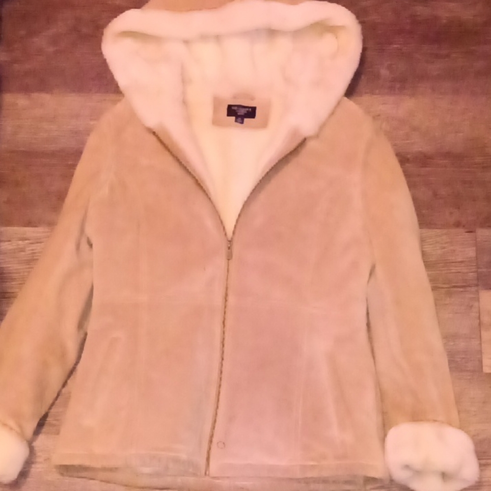 Sonoma Cream Hooded Teddy Jacket with Faux Fur Trim